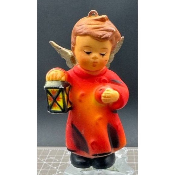 Kurts Adler Inc N Y MCM Orange Angel with Lantern Resin Ornament - Picture 1 of 4